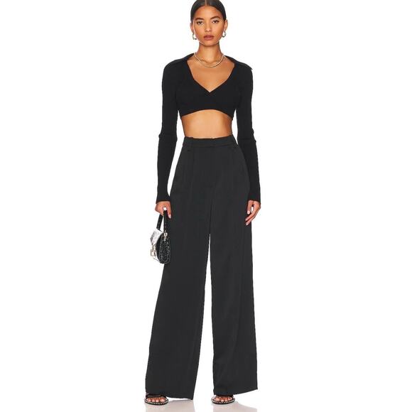 Favorite Daughter The Favorite Pant Trouser Black Pleated Wide Leg Size 10 Z26 - Picture 6 of 12